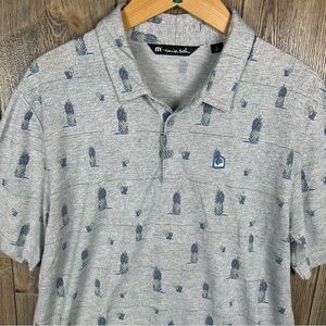 Travis Mathew Havana Nights Polo Shirt Pineapples Cocktails AOP Mens Large‎